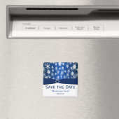 Aimant Bleu et blanc Snowflakes Enregistrer l'aimant Date (In Situ (Lave-vaisselle))