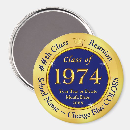 Aimant Bleu et or, Classe 1974, Classe Réunion (Recto/Verso)