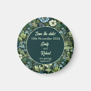 Aimant Bleu et vert Fleurs sauvages victoriens romantique