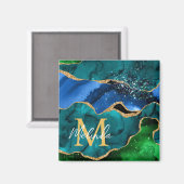 Aimant Bleu et vert Peacock Faux Parties scintillant Agat (Recto/Verso)