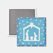 Aimant Bleu étoile Nativité de Noël (Recto/Verso)