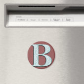 Aimant Bleu Floral Damask Imprimer B monogramme initiales (In Situ (Lave-vaisselle))