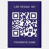 Aimant Bleu foncé et blanc moderne QR Code Promo (Recto)