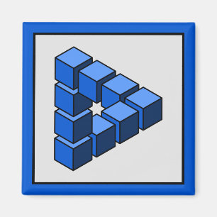 Aimant Bleu Funky gris noir Impossible Triangle Blocs