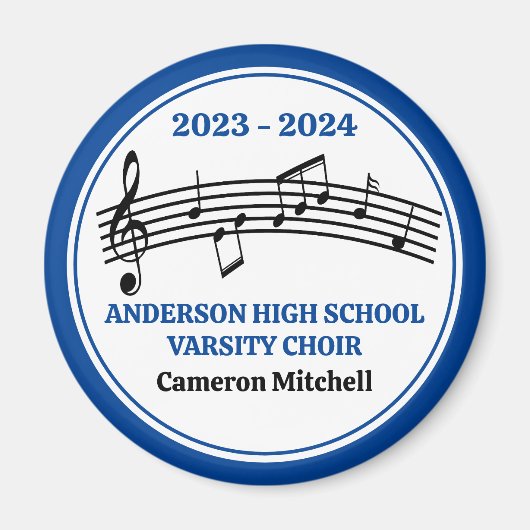Aimant Bleu High School Varsity Choir Custom Keepsaké (Devant)
