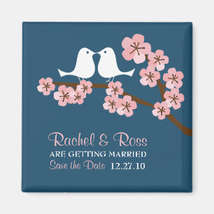 Aimant Bleu marine et mariage rose de ressort de fleurs