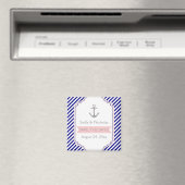 Aimant Bleu marine, faire-part de mariage nautique rose " (In Situ (Lave-vaisselle))