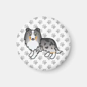 Aimant Bleu Merle Shetland Sheepdog Sheltie Dessin Chien