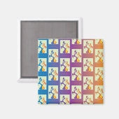 Aimant Bleu moderne, violet, orange Tulip Couple Floral (Recto/Verso)