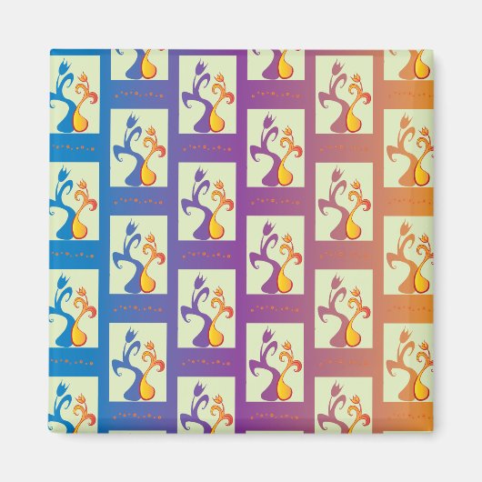 Aimant Bleu moderne, violet, orange Tulip Couple Floral (Devant)