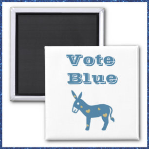Aimant Bleu mou Coeur âne VOTE BLEU