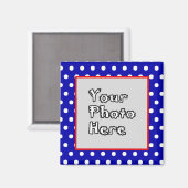 Aimant Bleu n Blanc Pois Rouge Trier Photo Cadre (Recto/Verso)