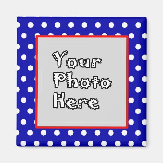 Aimant Bleu n Blanc Pois Rouge Trier Photo Cadre (Devant)