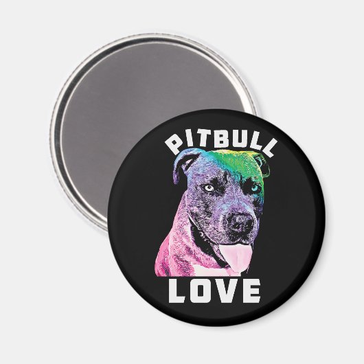 Aimant Bleu Nez Pitbull Amour Pop Style Cool (Recto/Verso)