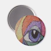 Aimant Bleu Oeil fractal vitrail à l'oeil (Recto/Verso)