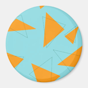 Aimant Bleu, orange, cool, tendance, moderne triangle mot