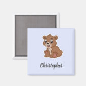 Aimant Bleu ours brun mignon (Recto/Verso)