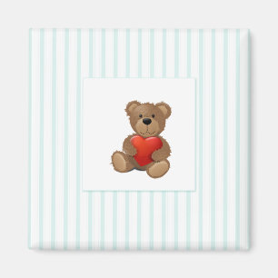 Aimant Bleu - Ours en Teddy avec Coeur Saint Valentin