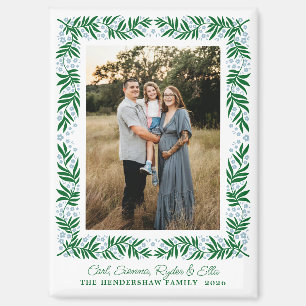 Aimant Bleu pâle et vert Art folklorique Cadre et texte f