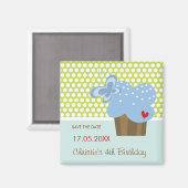 Aimant Bleu papillon sucré Cupcake fête d'anniversaire de (Recto/Verso)