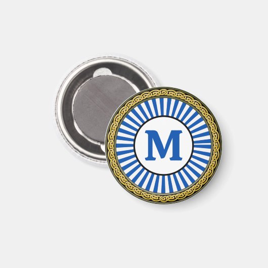 Aimant - Bleu - Personnalisé - Ajouter Initial (Recto/Verso)