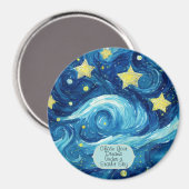 Aimant bleu personnalisé. Cadeaux de nuit étoilés (Recto/Verso)