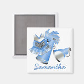 Aimant bleu personnalisé Pom-pom girl (Recto/Verso)