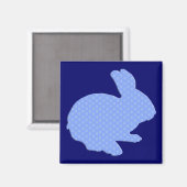 Aimant Bleu Polka Point Silhouette Lapin de Pâques (Recto/Verso)