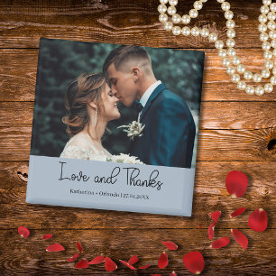 Aimant Bleu Poussiéreux Élégant Mariage Amour et Remercie