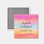 Aimant Bleu rose Jaune arc-en-ciel Abstraites bandes (Recto/Verso)