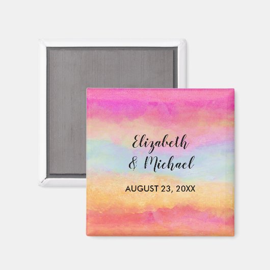 Aimant Bleu rose Jaune arc-en-ciel Abstraites bandes (Recto/Verso)