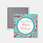 Aimant Bleu rouge blanc Damas Enregistrer l'aimant de dat (Recto/Verso)