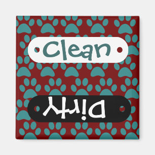 Aimant Bleu rouge d'empreintes de pattes mignons de chiot