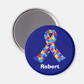 Aimant Bleu ruban de Sensibilisation sur l'autisme person (Recto/Verso)