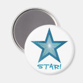 Aimant bleu Star frigo 'STAR!' blanc rond (Recto/Verso)
