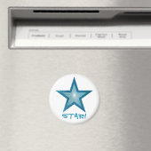 Aimant bleu Star frigo 'STAR!' blanc rond (In Situ (Lave-vaisselle))