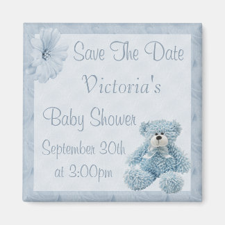 Aimant Bleu Teddy Enregistrer le Baby shower Date Boy