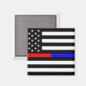 Aimant bleu thin line polirefighter (Recto/Verso)