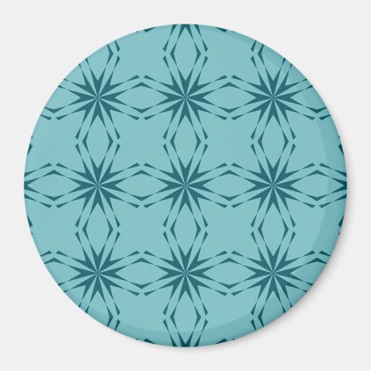 Aimant bleu turquoise, cool, abstraction fleur tendance (Devant)