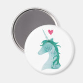 Aimant Bleu Unicorne magique avec coeur (Recto/Verso)