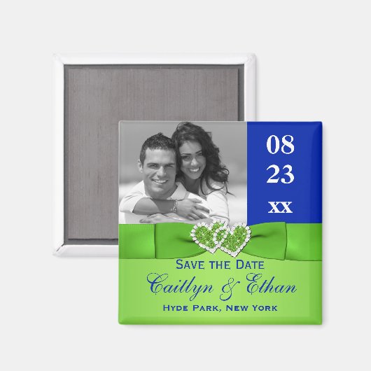 Aimant Bleu, Vert Coeurs associés Enregistrer l'aimant de (Recto/Verso)