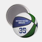 Aimant bleu vert équipe couleurs filles garçons basket (Recto/Verso)