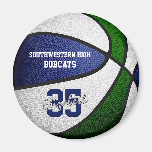 Aimant bleu vert équipe couleurs filles garçons basket (Devant)