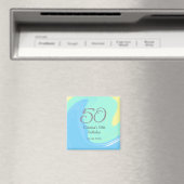 Aimant bleu vert gris 50e anniversaire ajouter nom date r (In Situ (Lave-vaisselle))