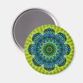 Aimant bleu vert mandala | fleur vert clair (Recto/Verso)