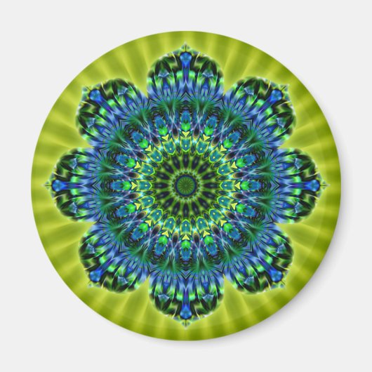 Aimant bleu vert mandala | fleur vert clair (Devant)