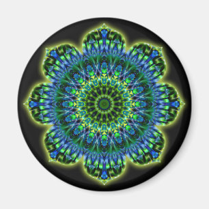 Aimant bleu vert mandala   noir