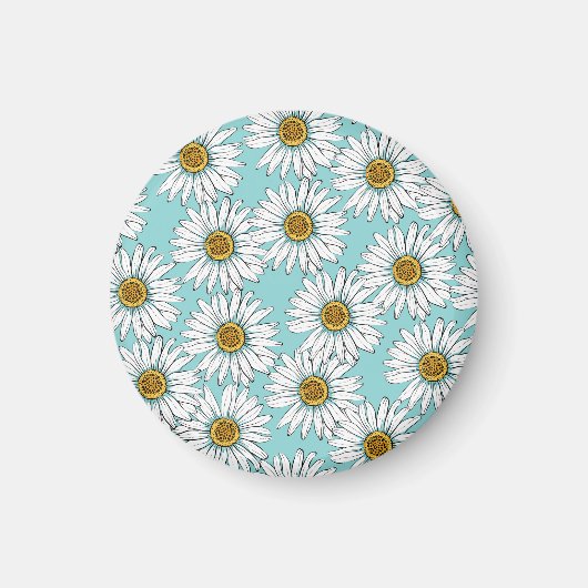 Aimant Bleu Vintage marguerite (Devant)