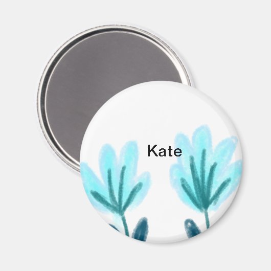 Aimant bleu violet t aquarelle florale ajouter nom texte (Recto/Verso)