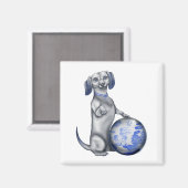 Aimant bleu Willow Dachshund (Recto/Verso)